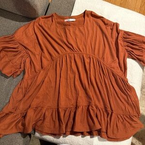 Free People Terracotta Ruffle Mini Dress
